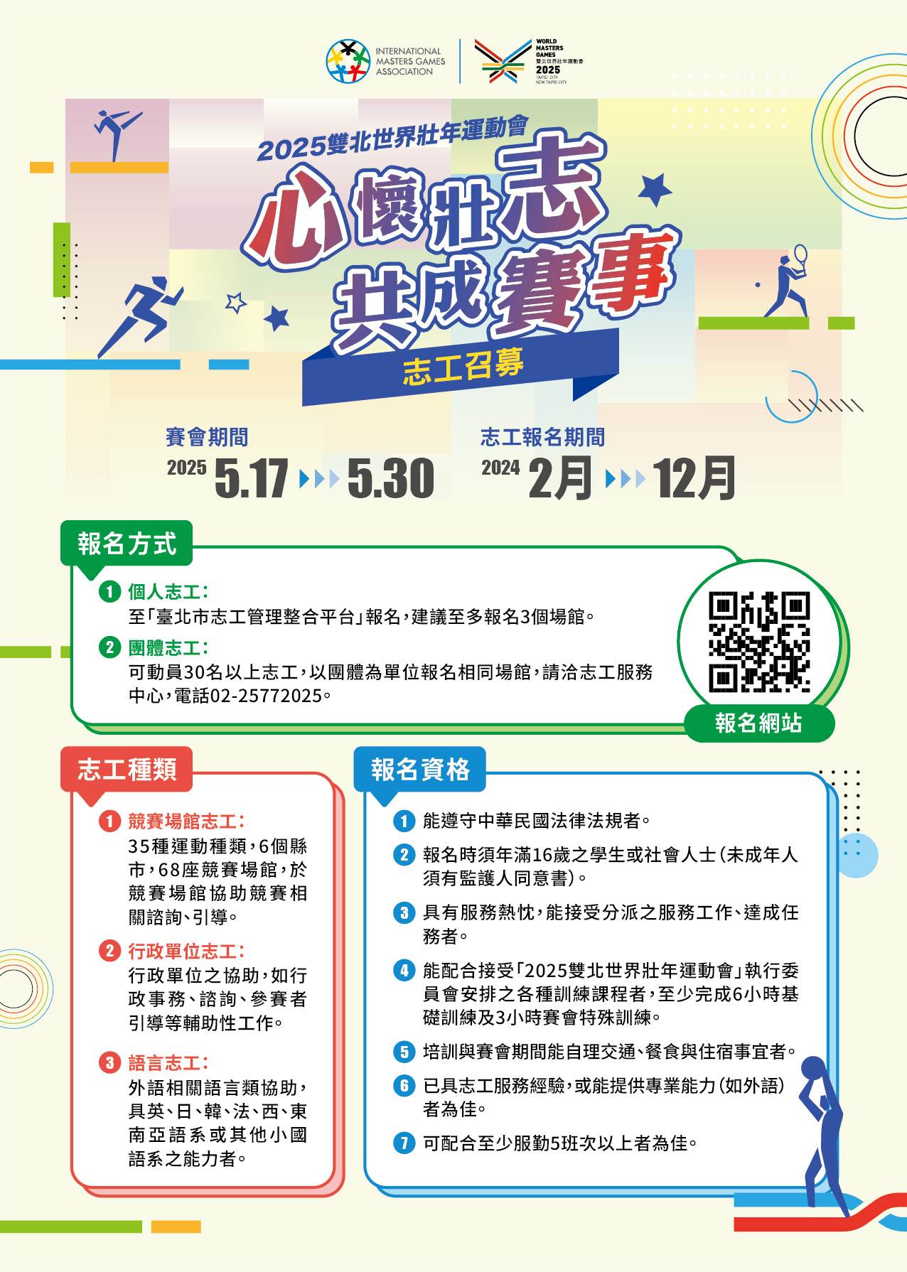 招募2025年世界壯年運動會志工