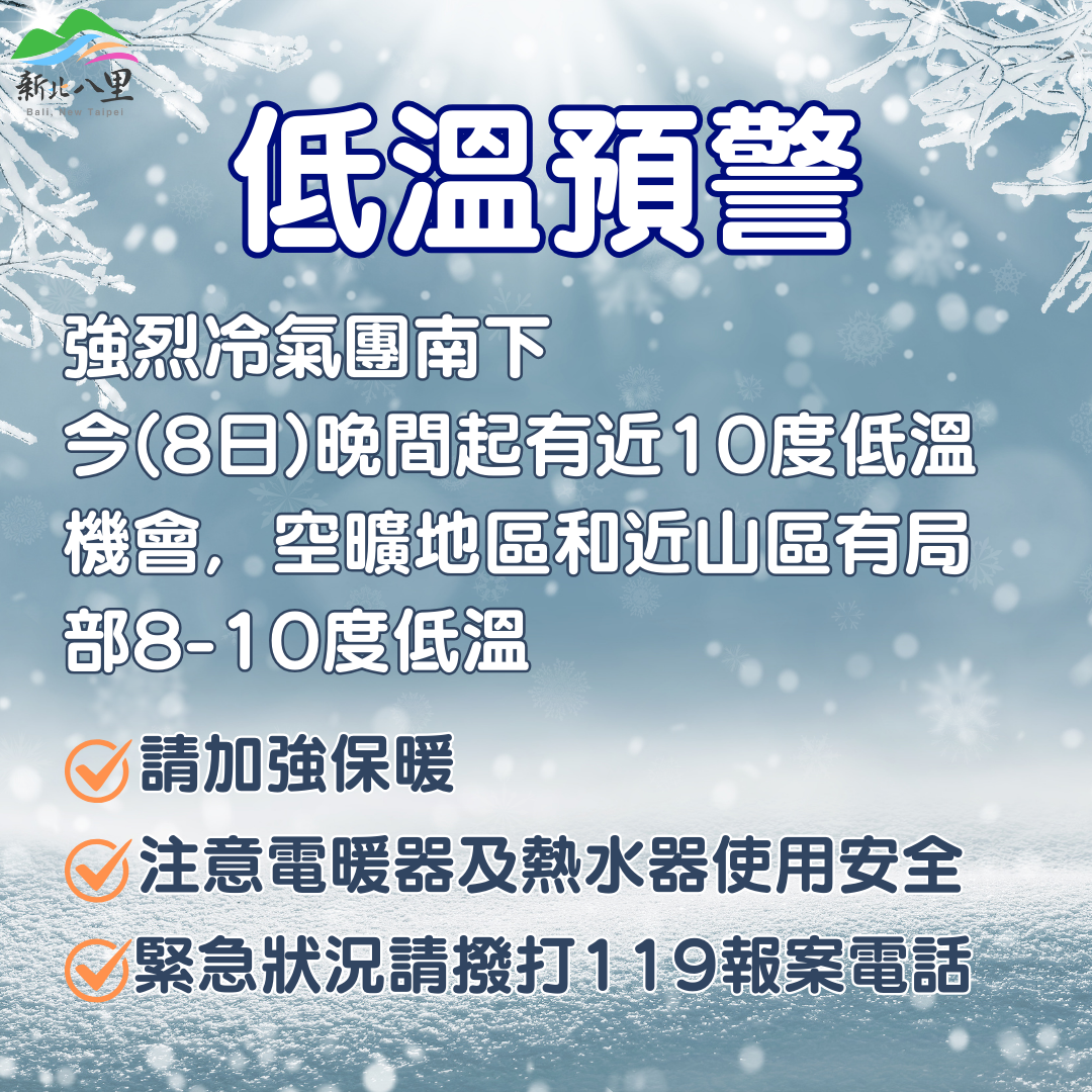 114年1月8日低溫預警